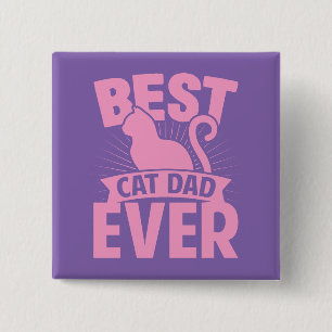 Badge Carré 5 Cm Meilleur Chat Papa Jamais - Chat Silhouette