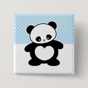 Badge Carré 5 Cm Meilleur d'aujourd'hui ! Panda de Kawaii