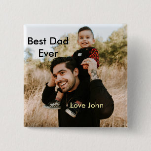 Badge Carré 5 Cm Meilleur papa du monde cadeau photo nom simple