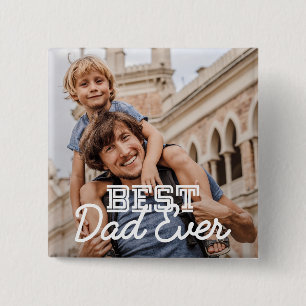 Badge Carré 5 Cm Meilleur Papa Jamais Moderne Cool Broderie Photo P