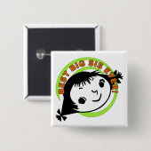 Badge Carré 5 Cm Meilleure grande soeur jamais rétro (Devant & derrière)