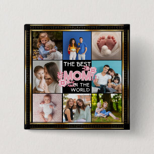 Badge Carré 5 Cm Meilleure Maman du Monde   Fête des Mères 8 Photos