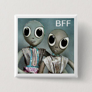 Badge Carré 5 Cm Meilleurs amis - aliens de BFF
