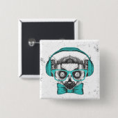 Badge Carré 5 Cm Mélomane du lémur | (Devant & derrière)
