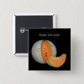 Badge Carré 5 Cm Melon Cantaloupe tranché (Devant & derrière)