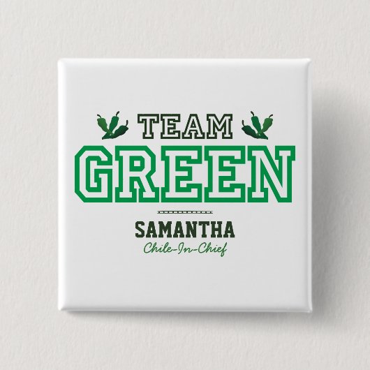 BADGE CARRÉ 5 CM MEMBRE DE L'ÉQUIPE GREEN (Devant)