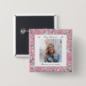 Badge Carré 5 Cm Mémorial du jardin fleuri (Devant & derrière)