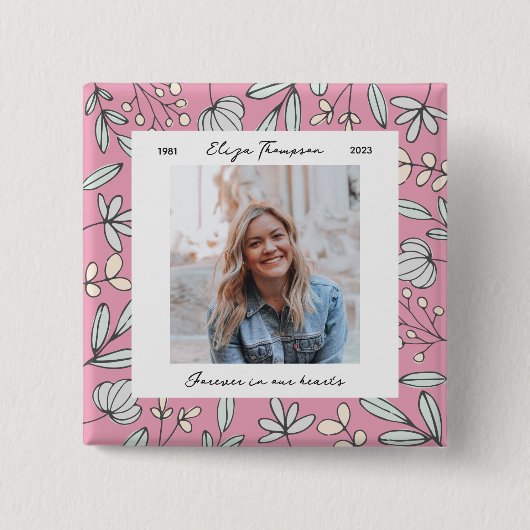 Badge Carré 5 Cm Mémorial du jardin fleuri (Devant)