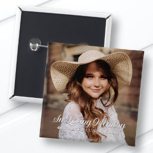 Badge Carré 5 Cm Mémorial en mémoire d'amour classique photo élégan