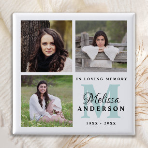 Badge Carré 5 Cm Mémorial en mémoire d'amour Monogramme Photo Funér