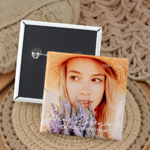 Badge Carré 5 Cm Mémorial en mémoire d'amour Photo de coeur moderne