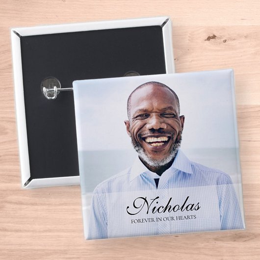 Badge Carré 5 Cm Mémorial photo classique et simple