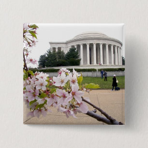 Badge Carré 5 Cm Mémorial Thomas Jefferson avec cerisiers en fleurs