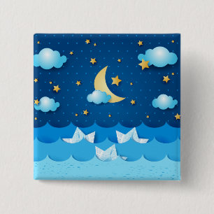 Badge Carré 5 Cm Mer de nuit