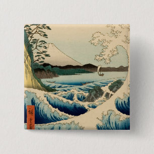 Badge Carré 5 Cm Mer japonaise de Satta Hiroshige Art