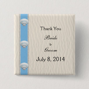 Badge Carré 5 Cm Merci de mariage de plage de coquillage