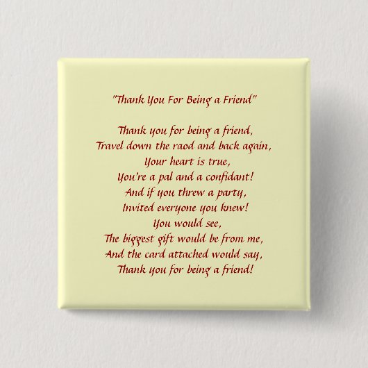 Badge Carré 5 Cm Merci D'Être Mon Ami - Bouton (Devant)
