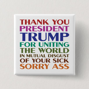 Badge Carré 5 Cm Merci Président Trump - Anti Trump