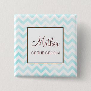 Badge Carré 5 Cm Mère bleue de Chevron du bouton de marié