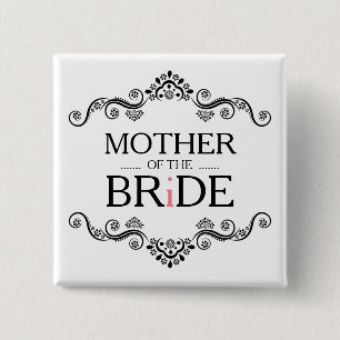 Badge Carré 5 Cm Mère De La Mariée Ornate Black Frame