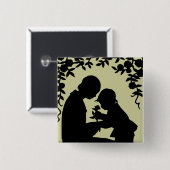 Badge Carré 5 Cm Mère de silhouette et bouton d'enfant (Devant & derrière)