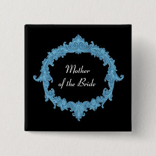 Badge Carré 5 Cm MÈRE du cru V13 de noir bleu de JEUNE MARIÉE