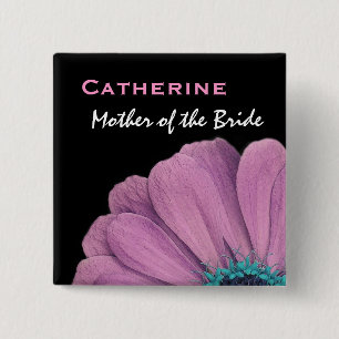 Badge Carré 5 Cm Mère du mariage de marguerite de rose de jeune