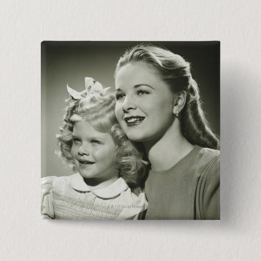 Badge Carré 5 Cm Mère et fille (Devant)
