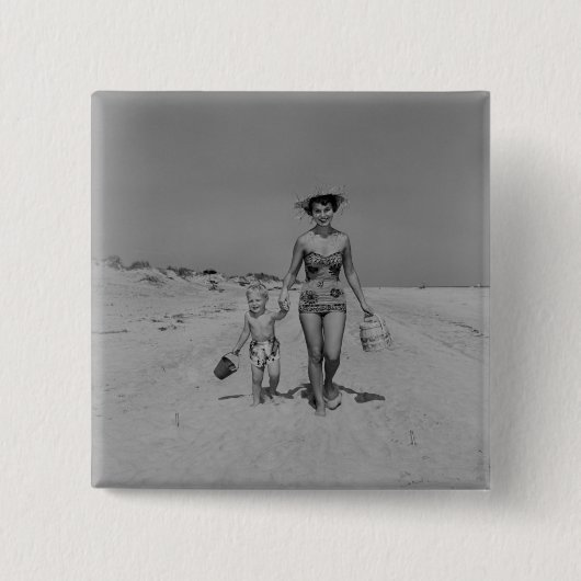 Badge Carré 5 Cm Mère et fils (Devant)