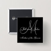 Badge Carré 5 Cm Mère faite sur commande des boutons de noce de (Devant & derrière)