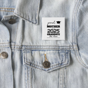 Badge Carré 5 Cm Mère fière personnalisée d'un diplômé 2025