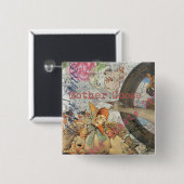 Badge Carré 5 Cm Mère Goose Nursery Rhyme Fairy Tale (Devant & derrière)