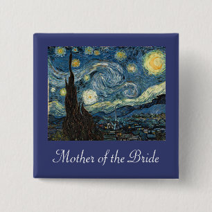Badge Carré 5 Cm Mère/père de la mariée/mariée Starry Night