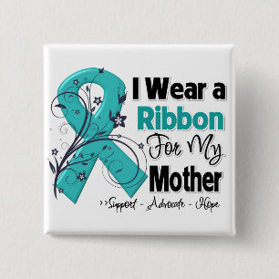 Badge Carré 5 Cm Mère - ruban de Cancer ovarien