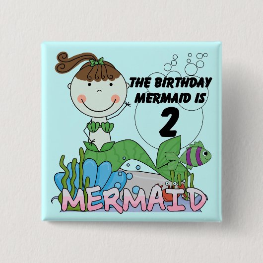 Badge Carré 5 Cm Mermaid 2e Anniversaire Tshirts et cadeaux (Devant)