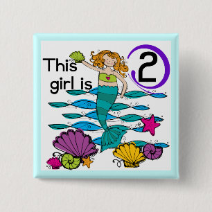 Badge Carré 5 Cm Mermaid 2e Anniversaire Tshirts et cadeaux