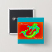 Badge Carré 5 Cm mermaid, bouton noël (Devant & derrière)