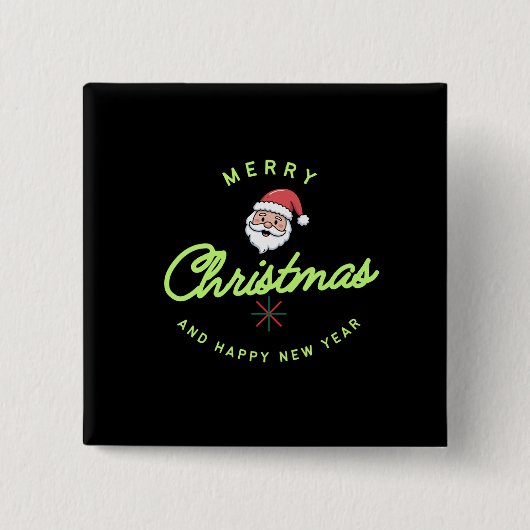Badge Carré 5 Cm Merry Christmas and Happy New Year (Devant)