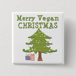 Badge Carré 5 Cm Merry Vegan Christmas