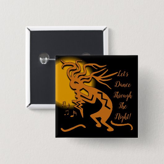 Badge Carré 5 Cm Merrymaker de Kokopelli avec la cannelure et les (Devant & derrière)