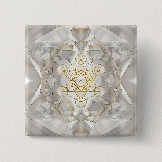 Badge Carré 5 Cm Métatron's Cube in lotus Sacred Geometry (Devant)
