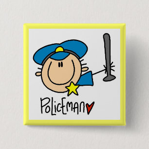 Badge Carré 5 Cm Métier d'agent de police