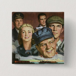 Badge Carré 5 Cm Métiers commerciaux, patriotisme vintage patriotiq