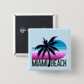 Badge Carré 5 Cm Miami Beach (Devant & derrière)