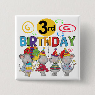 Badge Carré 5 Cm Mice 3e anniversaire T-shirts et cadeaux