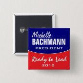 Badge Carré 5 Cm Michelle Bachmann 2012 (Devant & derrière)