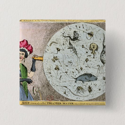 Badge Carré 5 Cm Microcosme consacré à l'eau de Londres (Devant)