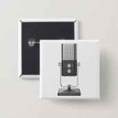 Badge Carré 5 Cm Microphone de studio moderne (Devant & derrière)