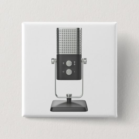 Badge Carré 5 Cm Microphone de studio moderne (Devant)