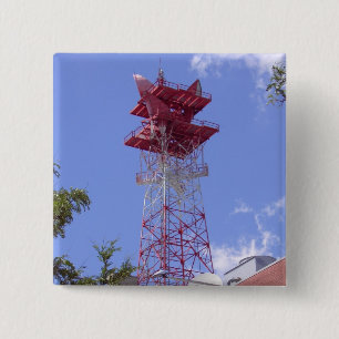 Badge Carré 5 Cm Microwave Relay Radio Telecom Tower